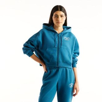 New Balance Womens Trackside Fleece Full Zip in Pink Cotton Fleece, size X-Large