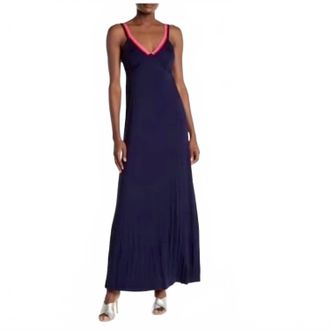 Trina Turk V-Neck Maxi Rainbow Dress In Blue