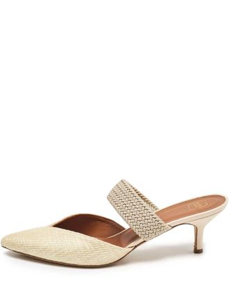 Malone Souliers 60mm Maisie heeled mules - women - Raffia/Leather/Leather - 40 - Neutrals