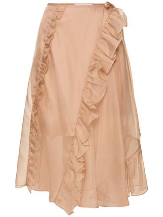スカート CECILIE BAHNSEN Antiqued Pink Organza Skirt Cecilie Bahnsen Vida Organza Midi Skirt | Pink | FARFETCH JO