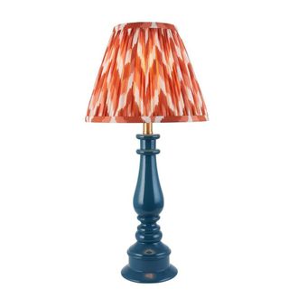 Netlighting Myrtle Blue Table Lamp Orange Fabric Zigzag Shade 25cm B22