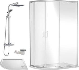 Balterley Offset Left Quadrant Tray Square Shower Waste 1200x 800mm in White