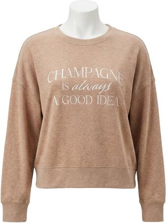 Z Supply Champagne Long Sleeve Lounge Top In Iced Coffee
