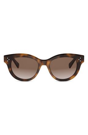 Celine 3 Dots 51mm Round Sunglasses in Blonde Havana /Gradient Brown at Nordstrom