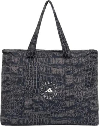 adidas by Stella McCartney Shopping Bags, female, Black, ONE SIZE, Black Croc Print Packable Tote Bag
