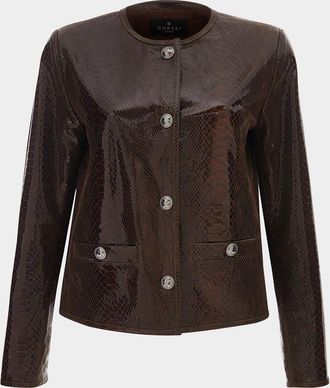 Gorski Metis Python-Print Suede Jacket
