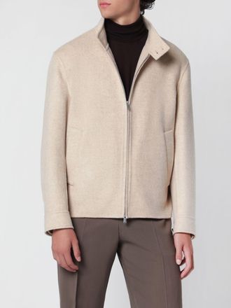 Lardini Single-Breasted Short Coat in Wool and Cashmere with High Neck