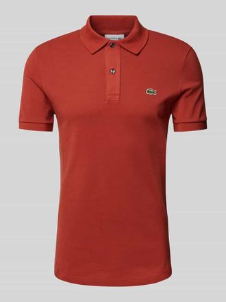 Lacoste Slim Fit Poloshirt mit Label-Patch Modell PIQUE in Dunkelrot, Gr&ouml;&szlig;e M