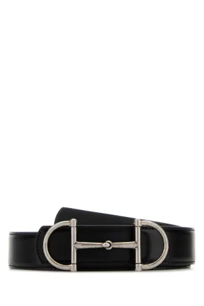 Gucci Black Leather Reversible Belt