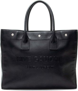 Saint Laurent Black Calfskin Rive Gauche Small Tote (Authentic Pre-Loved)