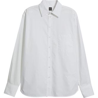 BOSS Saturday Button-Up Shirt in Bright White at Nordstrom, Size 12