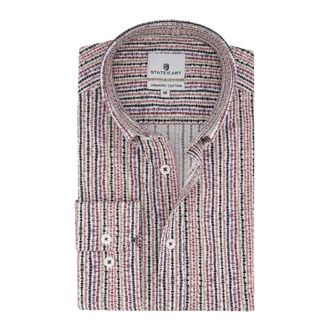 State of Art Overhemden, Heren, Paars, M, Katoen, Casual paarse shirt met bedrukt design