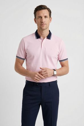 Olymp Poloshirt OLYMP Casual, Herren, Gr. XL, rosa (rose), Piqu&eacute;, Obermaterial: 100% Baumwolle, Shirts Poloshirt, farbliche Kontrast-Details