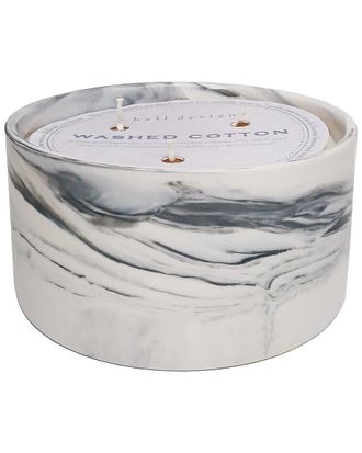 K. Hall Studio Washed Cotton Marble Candle