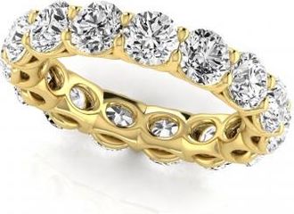 Allurez Round Cut Diamonds Eternity Ring Wedding Band 18K Yellow Gold (4.58ct)