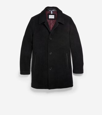 Cole Haan Mens Wool Blend Car Coat - Black Size Medium
