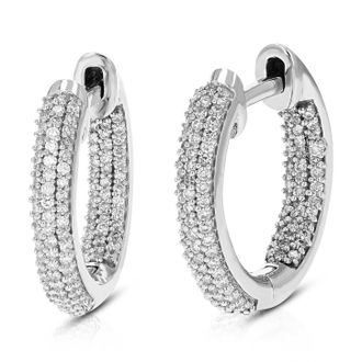 Vir Jewels 3/8 cttw Lab Grown Diamond Hoops Earrings in Sterling Silver With Hidden Post For Women