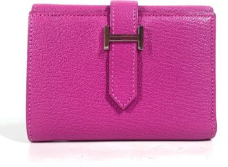 Hermès Pink Purple Chevre Leather Wallet (Tri-Fold) (Pre-Owned)