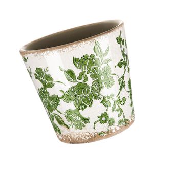 OEM Maceta De Cer&aacute;mica De Varios Tama&ntilde;os Con Flor Verde