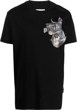 Philipp Plein graphic-print cotton T-shirt - men - Cotton - S - Black