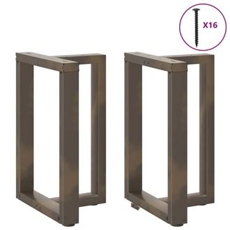 Berkfield Home Modern Dining Table Legs T-Shaped&not;2 pcs Natural Steel 50x35x(72 in Dark Grey