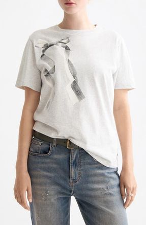 Scotch & Soda Artwork Bow Cotton Graphic T-Shirt in Light Grey Melange at Nordstrom, Size X-Small