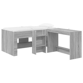 vidaXL Cama Alta Para Ni&ntilde;os Con Escritorio 2 Uds. Sonoma Gris Vidaxl