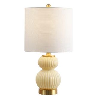 Jonathan Y Designs Daphne Ribbed Metal/Glass LED Table Lamp in Ivory at Nordstrom