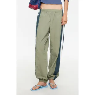Lioness Aniston Striped Nylon Pants in Khaki at Nordstrom, Size X-Large