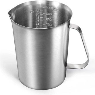 OEM Vaso Medidor Con Boquilla, Vaso Medidor, Vasos Medidores, Jarra Medidora, Vaso Medidor, Con Boquilla, Acero Inoxidable, 1 Litro, Plateado