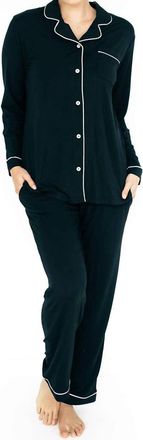 Kindred Bravely Clea Bamboo Classic Long Sleeve Maternity & Nursing Pajamas In Black
