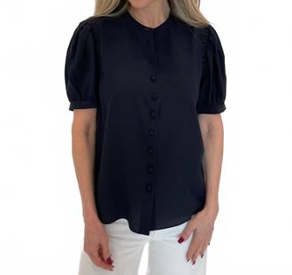 Frame Denim Silk Gathered Top In Navy