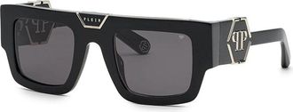 Philipp Plein Philipp Plein Sunglasses Square Full Rim, Black Frame And Grey Lens Spp092M700Y