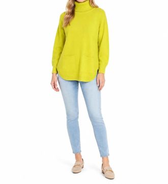Metric Knits Oversized Dolman Sleeve Cowl Neck Pullover In Olive