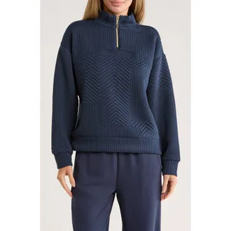 Nanette Lepore Play Quilted Quarter Zip Pullover in Dark Sapphire at Nordstrom Rack, Size X-Large