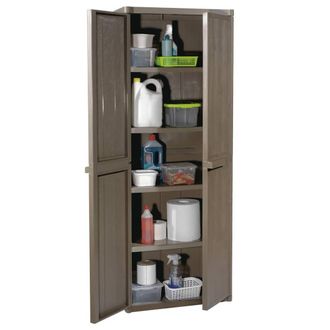 Berkfield Home Garden Storage Cabinet Brown 65x45x172 cm PP Wood Look | Size: 65 x 45 x 172 cm