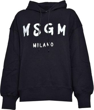 Msgm Black Cotton Hoodie