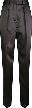 Elisabetta Franchi Satin-Finish Straight Leg Trousers with Tailored Fit and High Waist