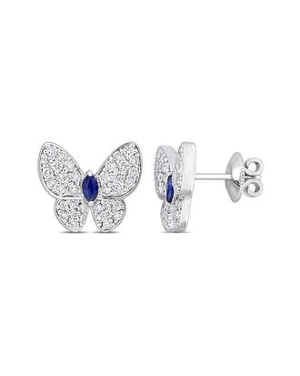 Rina Limor 14K 1.32 Ct. Tw. Diamond & Blue Sapphire Butterfly Earrings