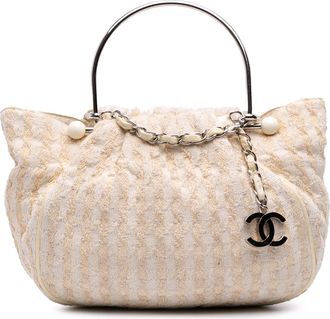 Chanel Pre-owned Womens Top Handle Chain Satchel - Ivory Textile - One Size