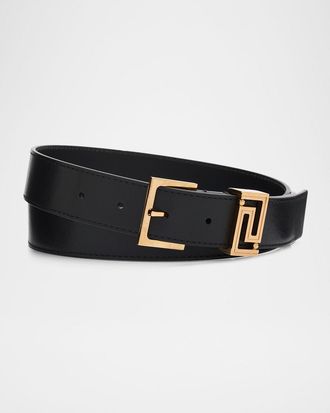 Versace Mens Greca 30mm Leather Belt