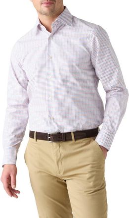 Robert Talbott Madison Check Light Weight Poplin Shirt in Contemporary fit in Orange Multi at Nordstrom, Size 17.5 - 35