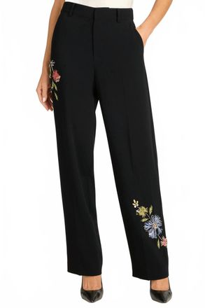 Cinq &agrave; Sept Floral Mixed Media Harlan Pants In Black Multi