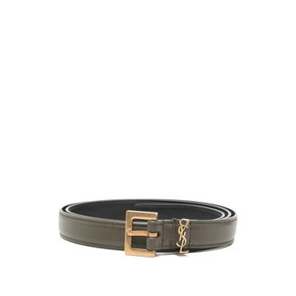 Saint Laurent Green Logo Buckle Belt