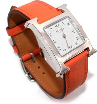 Herm&egrave;s Small Heure H Watch With Orange Strap Size S