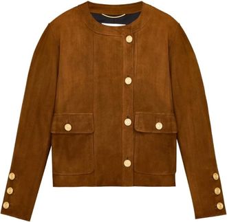 Saint Laurent Jassen, Dames, Bruin, S, Leather Jassen