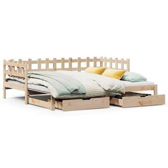 Berkfield Home Daybed with Trundle & Drawers without Mattress 80x200 cm in Natural