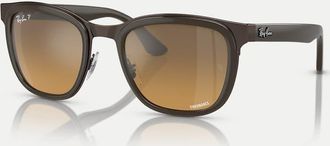 Ray-Ban Clyde - Occhiali da sole squadrati marrone e rame con lenti marroni specchiate polarizzate