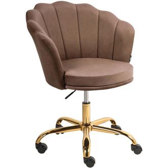 Beliani Office Swivel Chair Brown Velvet with Stairbase Adjustable Height MONTICELLO