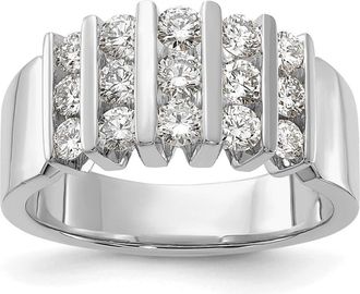Diamond2Deal 14k White Gold Lab Grown Diamond Wedding Band Ring 1Ct Clarity- VS Color- G-H